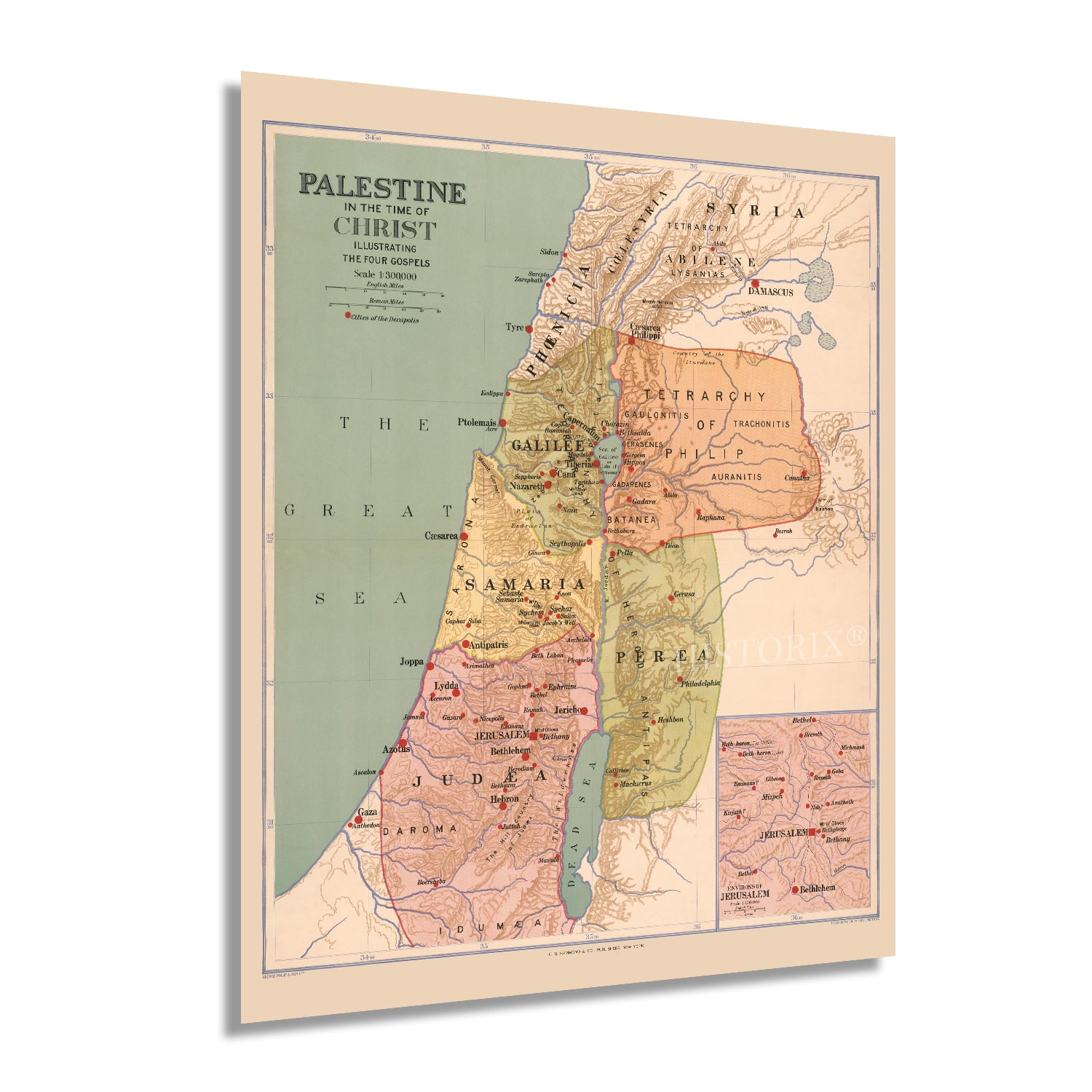 Canvas Wall Art Print Palestine Wall Art Old Map Poster Wall Art Map Print Wall Decor Map of Palestine 1851 Vintage Map Wall Poster