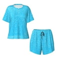 thumbnail image 4 of Naloa Sky Blue Glitter Women's Short-Sleeved Pajama Set, Loungewear, Summer pajamas, Breathable Cozy - Large, 4 of 9