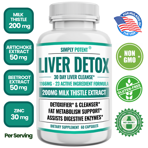 Liver Support Detox & Cleanse Supplement, 22 Ingredient Natural Liver Support with Milk Thistle