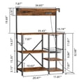 thumbnail image 4 of Walsunny Bakers Rack for Kitchen with Power Outlet, Coffee Cart and Microwave Stand with Shelves Vintage Brown, 4 of 9
