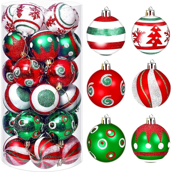 30PCS Christmas Balls Ornaments, 2.3 inch Shatterproof Holiday Bulbs Festive Wedding Hanging Ornaments Christmas Tree Decoration