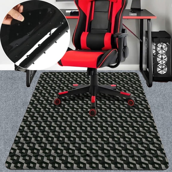 Petoto 36'' x 48'' Office Chair Mat for Carpet, Computer Desk Floor Mat with Nails, Heavy Duty PVC Protector Mat for Home Office, Black