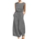 thumbnail image 2 of ICHUANYI Clearance Jumpsuits For Women Sleeveless Pocket Solid Color Loose Straight Pants Fashion Romper Pants(Gray, M) ICHUANYI WER2023080806058, 2 of 6