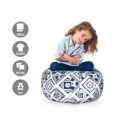 thumbnail image 2 of Navy Blue Storage Toy Bag Chair, Mediterranean Traditional Art Elements with Spanish Portuguese Influences, Stuffed Animal Organizer Washable Bag, Large Size, Dark Blue White, by Ambesonne, 2 of 3