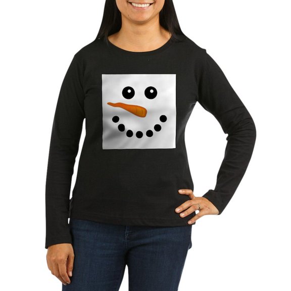 CafePress - Snowman Face Long Sleeve T Shirt - Women's Long Sleeve Graphic Tee Casual Fit