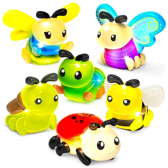 Juguetes de baño Bugs que brillan con luz, 6 piezas, activados por agua