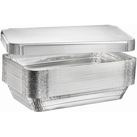 (10 Count) Full Size Deep Disposable Aluminum Steam Table Foil Pans with Lids