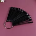 thumbnail image 2 of 3 Bags 150Pcs Nail Swatch Sticks Fan- shaped False Nail Polish Board Art Tips Nail Sample Sticks With Metal Ring, Black, 2 of 5
