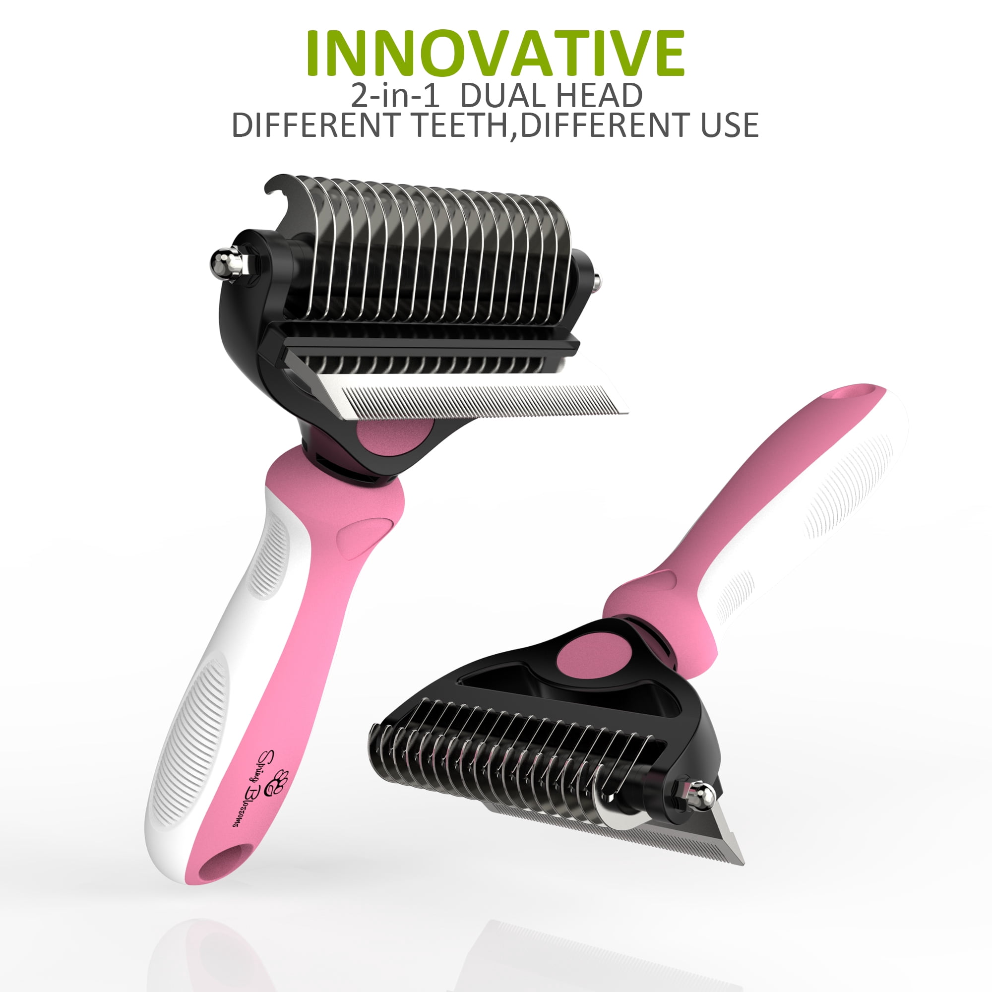 2 in 1 Professional Grooming Rake for Cats & Dogs-Dematting Comb for Easy Mats & Tangles Removing,Hair Removal Cleaner for Pets(Purple)