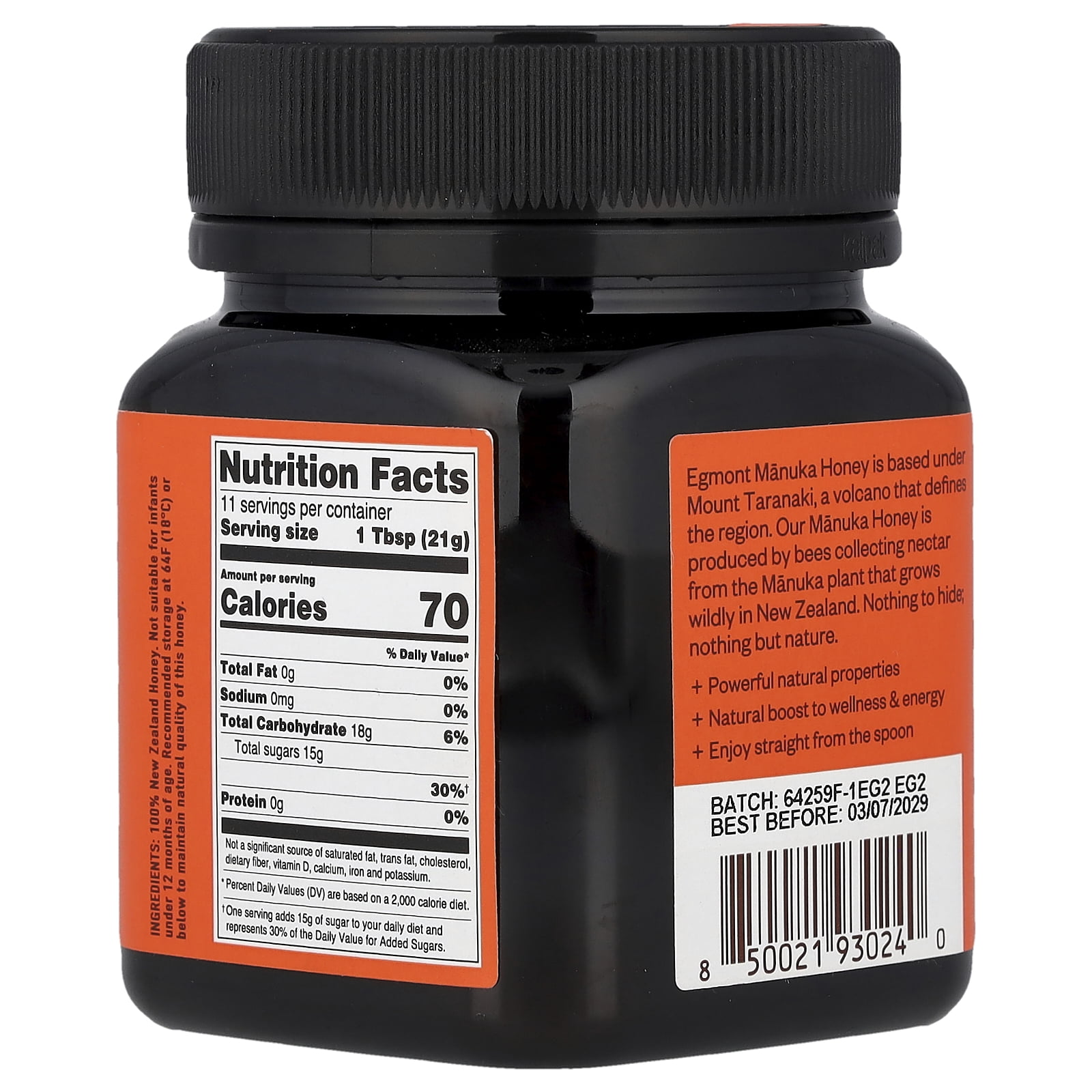 Egmont Honey Manuka Honey, Raw & Unpasteurized, UMF™ 16+, MGO 575+, 8.8 oz (250 g)