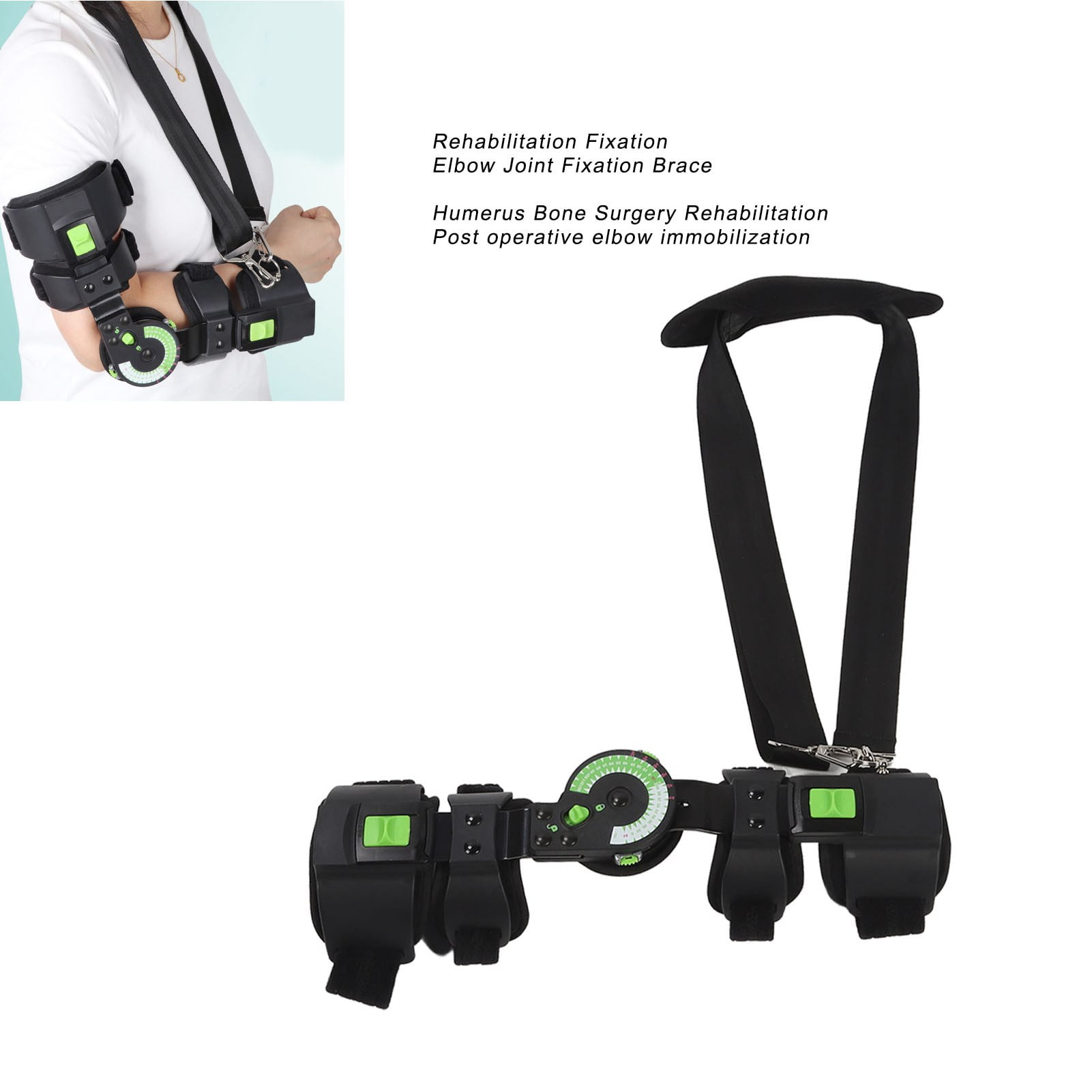 Nieyigj Adjustable Hinged Elbow Brace with Strap Sling Rehabilitation Support Corrective Orthosis Post Op Arm Splint Right Hand (20.08 inches / 51 cm)