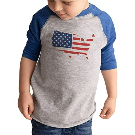 

7 ate 9 Apparel Kids Patriotic 4th of July Shirt - USA Flag Map Blue Shirt 12 Months