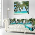 thumbnail image 2 of Designart Palm Hanging over Sandy White Beach - Seashore Photo Throw Pillow - 16x16, 2 of 4