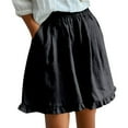 thumbnail image 3 of Shorts for Women 2026 Summer Elastic Waist Wide Leg Ruffle Hem Flowy Casual Beach Shorts with Pockets, 3 of 7