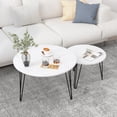 thumbnail image 3 of CQSXDA Round Nesting Coffee Table Set Marble Tabletop Sturdy Metal Frame Living & Bedroom Furniture Decor, 3 of 12