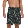 thumbnail image 2 of Balery Gold Snowflake Christmas Tree Pantalones cortos de pijama de punto de algodón para hombre con cinturilla y bolsillos-X-Large, 2 of 6