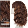 thumbnail image 3 of Short Wavy Wig with Bangs for Women Shoulder Length Bob Curly Women's Charming Synthetic Wigs with Natural Wavy Black To Brown Heat Resistant Hair for Daily Party Use, 3 of 5