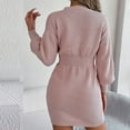 thumbnail image 5 of Lovskoo Sweater Dress for Women Trendy Casual Long Sleeve Bodycon Dress V-Neck Button Soild Outing Dresses Pink, 5 of 8