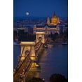 thumbnail image 2 of Zuckerman, Jim 17x24 Gold Ornate Wood Framed with Double Matting Museum Art Print Titled - Hungary, Budapest Chain Bridge lit at night, 2 of 4