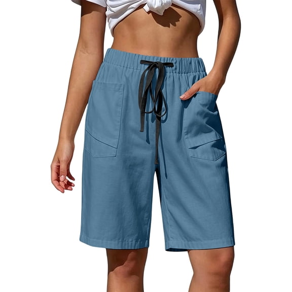 yillto Womens Shorts Lightweight Long Shorts for Women Casual 5 Inch Summer Loose Shorts with Pockets