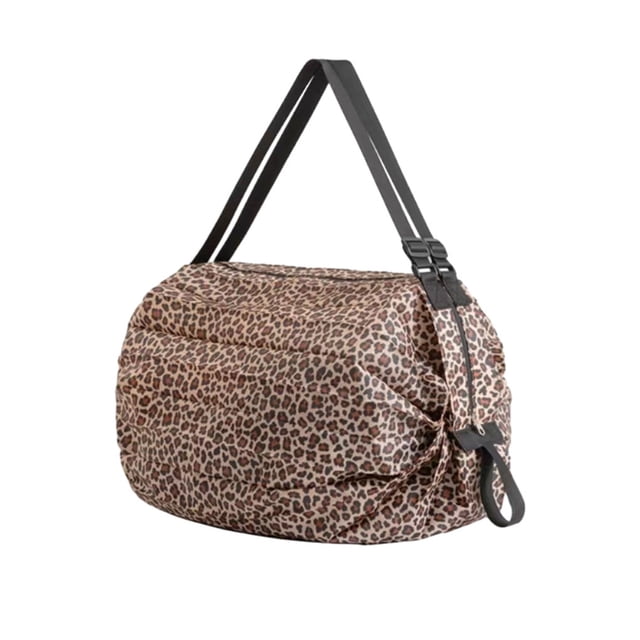 Moyic Bolsas de almacenamiento plegables para viaje, bolsa de compras ligera inteligente para viaje, bolso de playa Almacenamiento y organización del hogar estampado de leopardo marrón