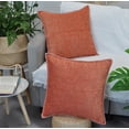 thumbnail image 5 of Soft Chenille Textured Pillow Covers Stitched Edge Set of 2 (18 x 18 inch, Coral Orange) / Cozy Cushion Covers / Modern Square Pillow Cases / Decorative Luxury Farmhouse Gray Pillow Covers, 5 of 8