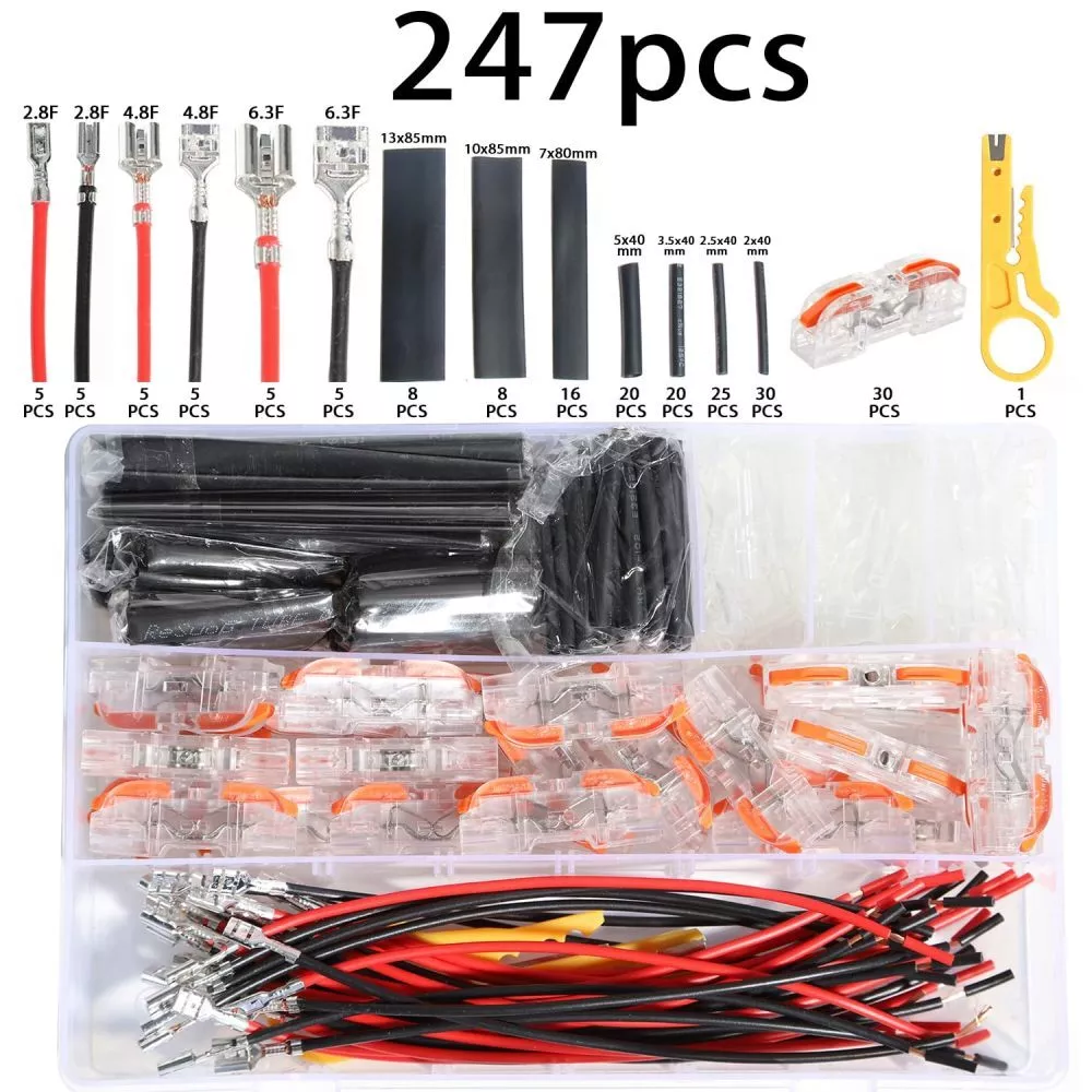 2.8/4.8/6.3mm Female Spade Crimp Connector Terminal Insulating Sleeve Wire Black