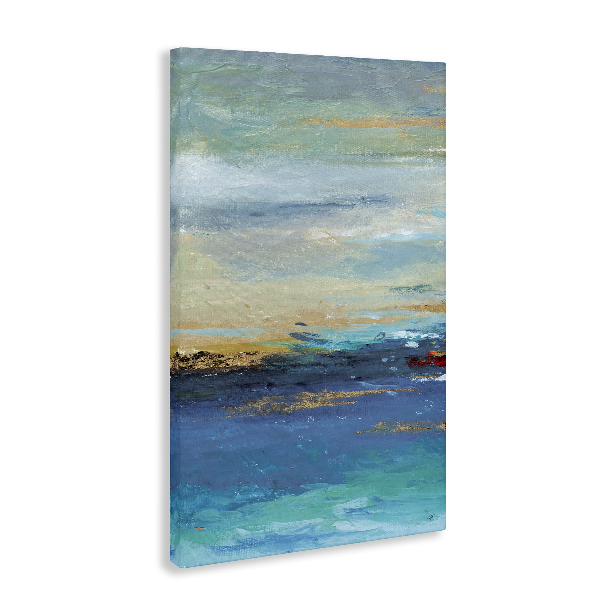 Stupell Industries Ombre Ocean View Abstract Painting Gallery Wrapped Canvas Art Print Wall Art, 24 x 36