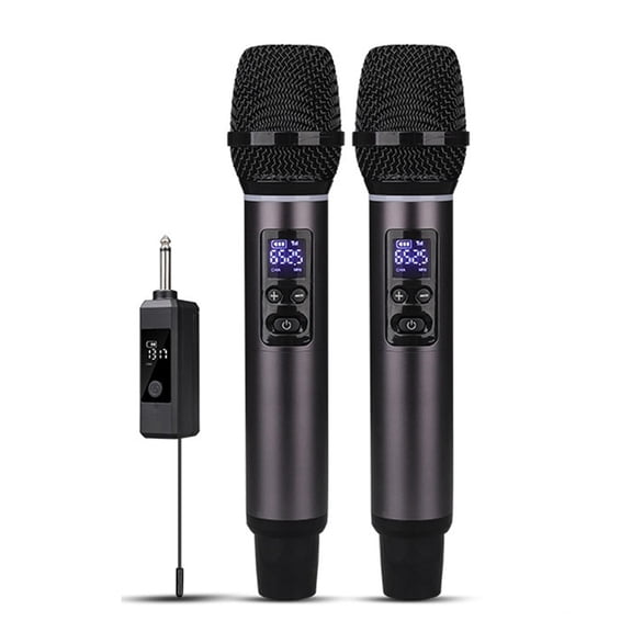 UHF 2.4G Handheld Microphone Wireless Microphone Rechargeable One to Two Microphone for Karaoke Live Party Show Meeting