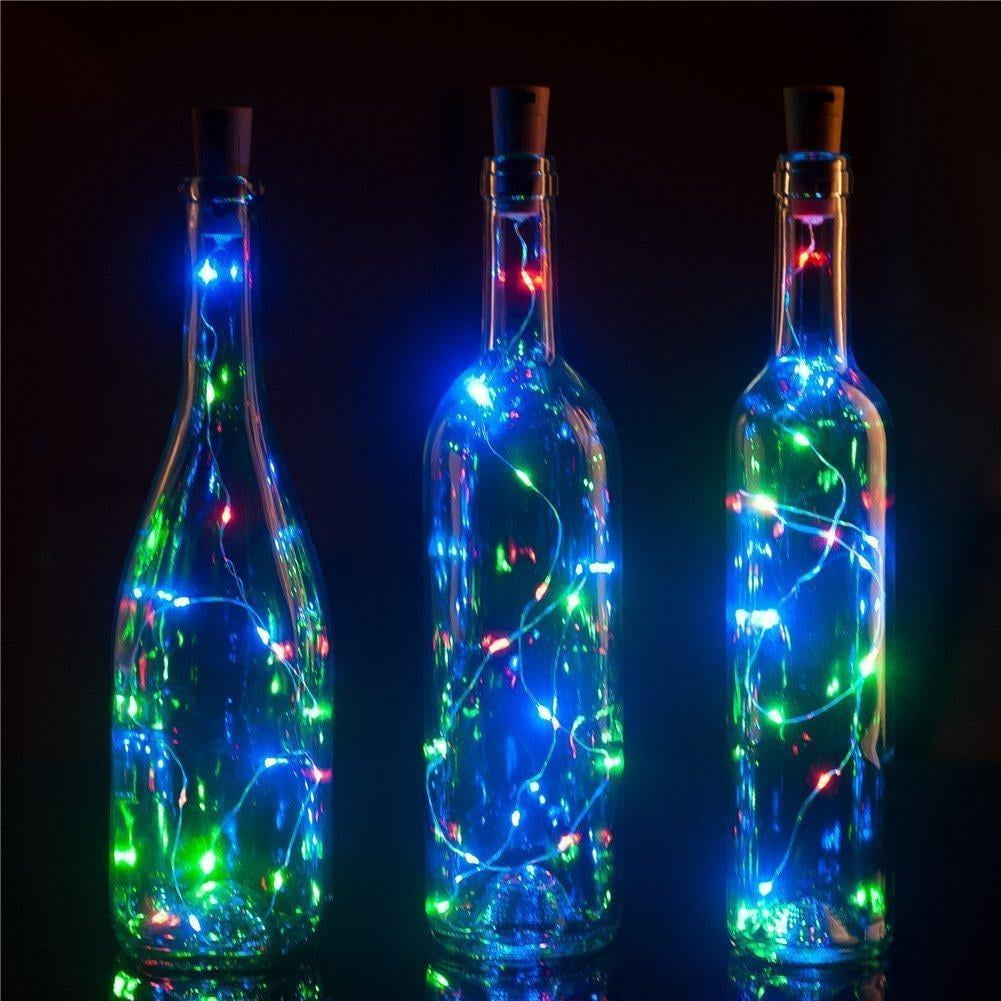 NOVELTY COLOURED GLASS JAR WITH LED LIGHT AND CORK NIGHT LAMP VARIOUS COLOURS 