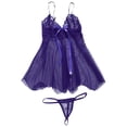 thumbnail image 2 of WCJM Women's blended casual skirt including 1pc top +1pc underpants Purple Lace Women'S Lace Lace FASHION Female See Through Front Split Halter Nightgown, 2 of 5