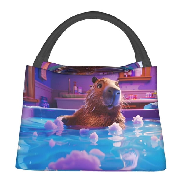 Fotbe Capybara Bathtub Fun Bolsa Térmica Portátil con Estampado, Bolsa de Entrega de Alimentos Aislada, Bolsa Reutilizable de Gran Capacidad para Comidas y Supermercado