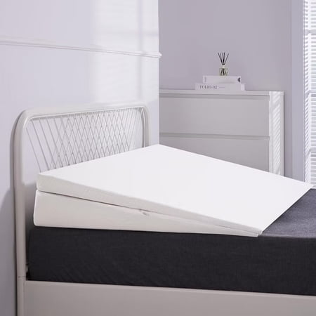 Bed Wedge Pillow,Memory Foam Back Pillow,Post Surgery Wedge Pillows Reduce Back Pain and Improve Sleep Washable Cover 7.5" Height White
