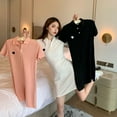thumbnail image 1 of Tongliya 1 Polyester Short Sleeve Straight Polo Neck Dress Embroidered Skirt 1701 Pink L, 1 of 11