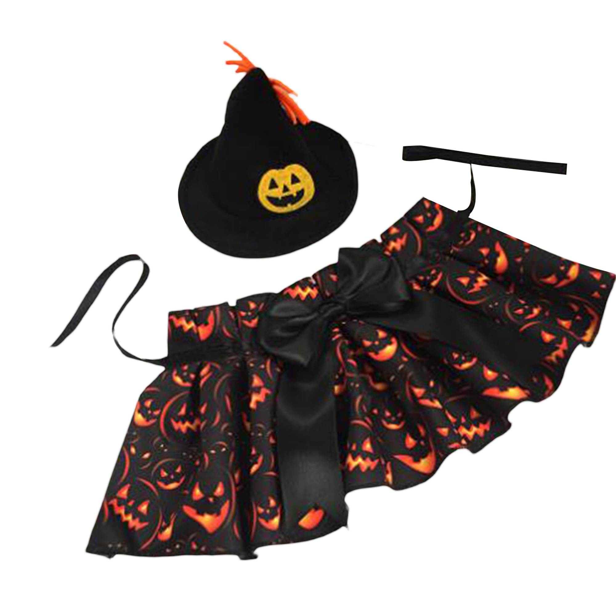 Pet Dog Cat Halloween Costume, Spider Hat Pumpkin Bow Tieup Cloak