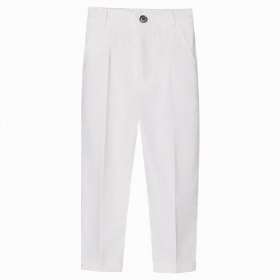 JUMEYU Little Boy Dress Pants Baby Boys Uniform Skinny Chino Pants 3T 4T (White,3-4 Years)