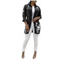 thumbnail image 2 of Babysbule Winter Jackets for Women Clearance Women Casual Fashion Denim Jacket Long Jean denim jacket with holes showing thin, 2 of 8