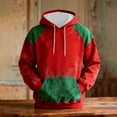 thumbnail image 2 of LWITHSZG Christmas Hoodies for Men Trendy Red and Green Hooded Sweatshirt Festival Outfits Fall Winter Warm Long Sleeve Going Out Tops with Pocket Size S, 2 of 4