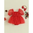 thumbnail image 4 of Bagilaanoe Baby Girl Christmas Outfits Newborn Rompers Dress Short Puff Sleeve Bodysuits + Headband 3M 6M 12M 18M Infant A-line Princess Tulle Dresses, 4 of 9