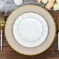 thumbnail image 6 of BalsaCircle 24 Taupe Gold 13" Beaded Trim Acrylic Wooden Textured Round Acrylic Charger Plates, 6 of 8