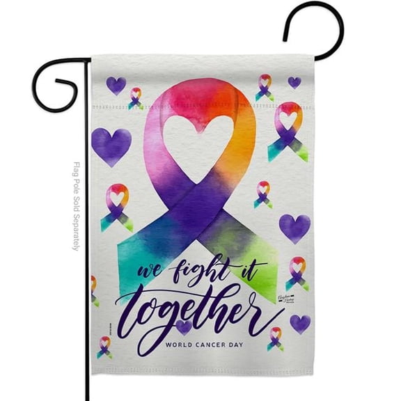 Angeleno Heritage G135405-BO 13 x 18.5 in. World Cancer Day Garden Flag with Support Awareness Double-Sided Decorative Vertical Flags House Decoration Banner Yard Gift