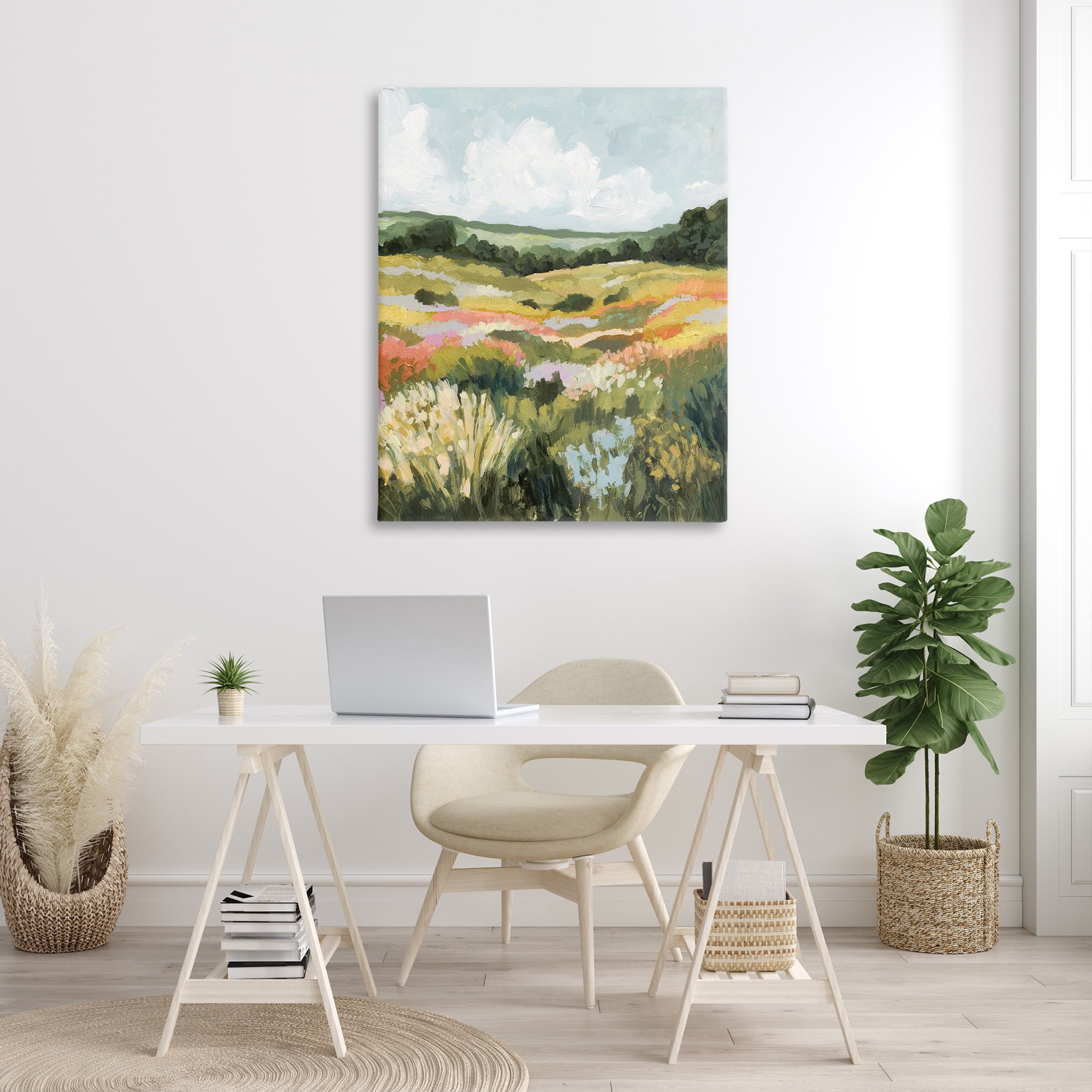 Stupell Industries Vast Meadow Landscape Landscape Painting Gallery Wrapped Canvas Art Print Wall Art, 36 x 48