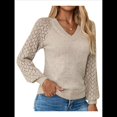 thumbnail image 2 of Camisas de Larga para Mujer, Blusas de Encaje con Cuello en V, Blusas Informales de Negocios, Conjuntos de Moda de Otoño, Ropa Albaricoque XL, 2 of 9