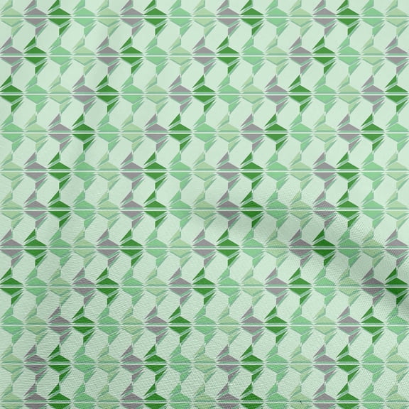 oneOone Cotton Flex Green Fabric Geometric Sewing Fabric By The Yard Printed Diy Clothing Sewing Supplies 40 Inch Wide
