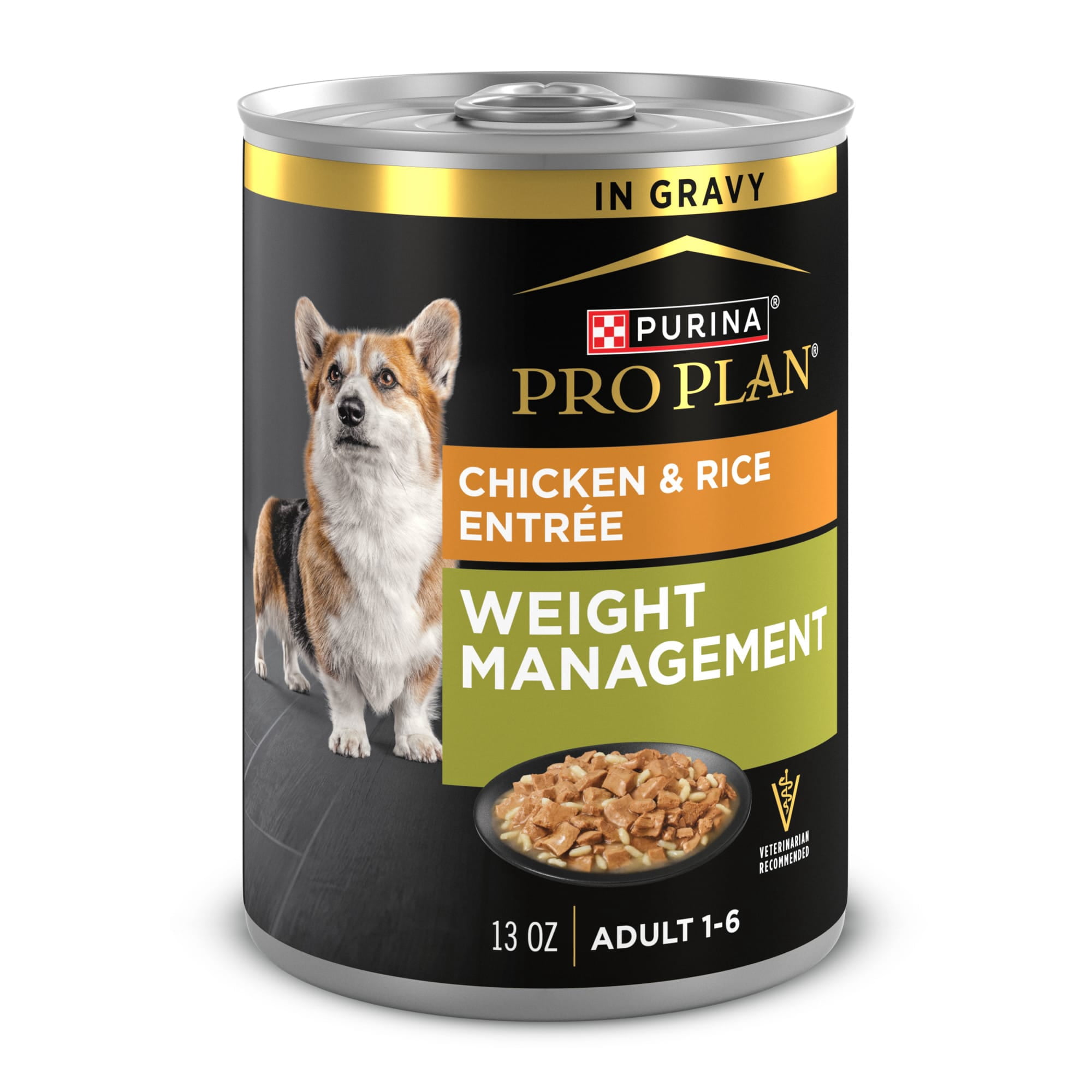 Purina Pro Plan Weight Management Wet Dog Food Chicken and Rice Entree in Gravy, 13 oz., Case of 12