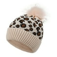 thumbnail image 5 of Womens Leopard Knitted Beanie Hat with Pom Warm Knit Skull Cap Winter Beanie, 5 of 8