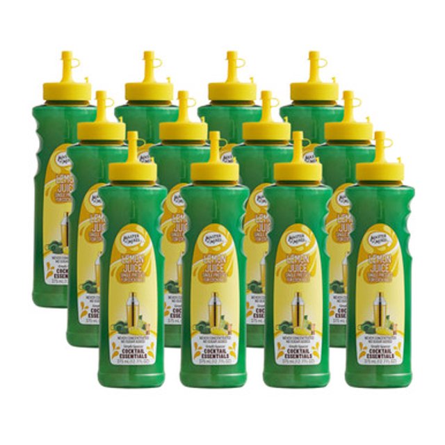 Master of Mixes Single Pressed Lemon Juice, 100% Premium Citrus Cocktail Mixer, 375 mL (12.7 fl oz), Case of 12