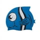 thumbnail image 3 of Paquete de 2 gorros de natación de silicona impermeables (naranja + azul lago) para niños de 2 a 8 años, 3 of 5