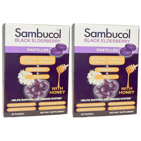 Sambucol - Black Elderberry Pastilles with Honey - 20 Pastilles - 2 Pack