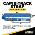 thumbnail image 2 of US Cargo Control Double-Fitted E Track Ratchet Straps (4 Pack), 2 Inch x 20 Foot Heavy Duty Blue E-Track Straps with 3 Spring E-Fitting Tie Down, 1,467 lbs. Working Load Limit, Logistic Ratchet Straps, 2 of 5